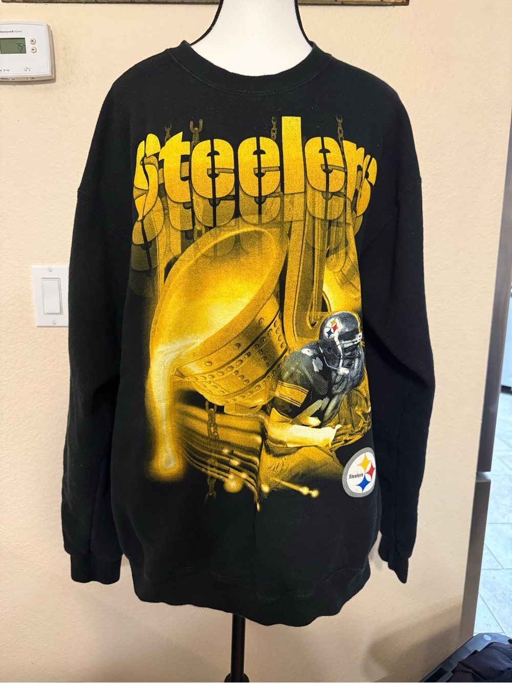 Vintage 90s Pittsburgh Steelers NFL Football Pro Player Black XL Sweatshirt